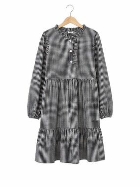 Little English Navy and White Gingham Kids Dress